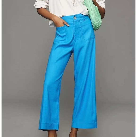 Maeve Pants - Maeve Anthropologie The Colette Wide Leg Pants Turquoise Blue High Rise Size 26